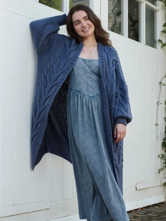 Alex Cable Cardigan Denim Blue