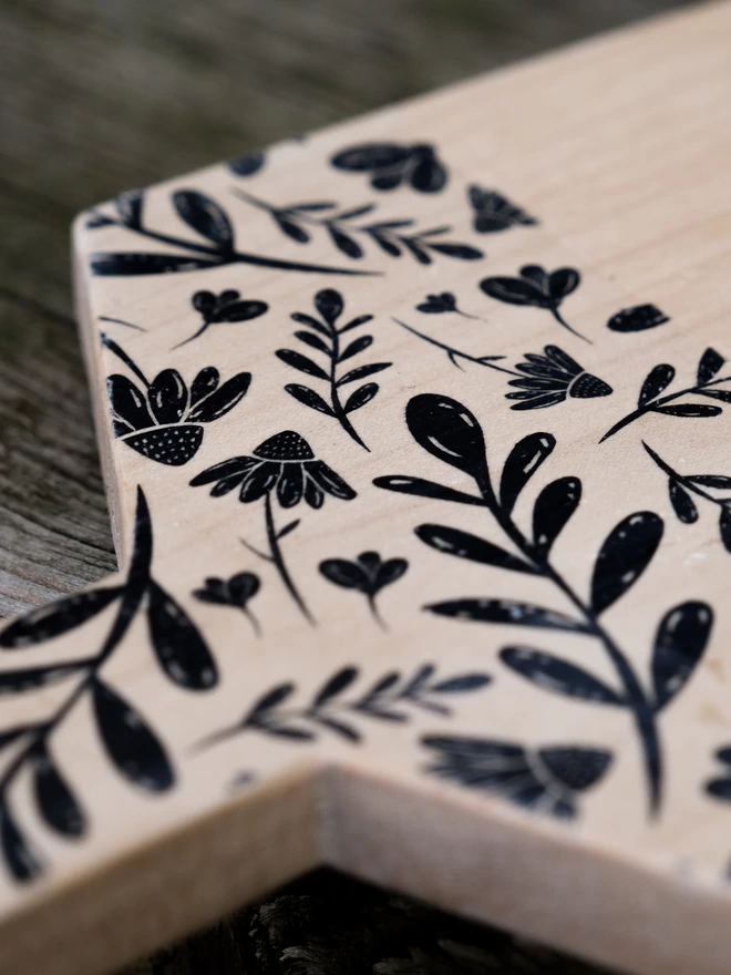 printed handle of cheese board