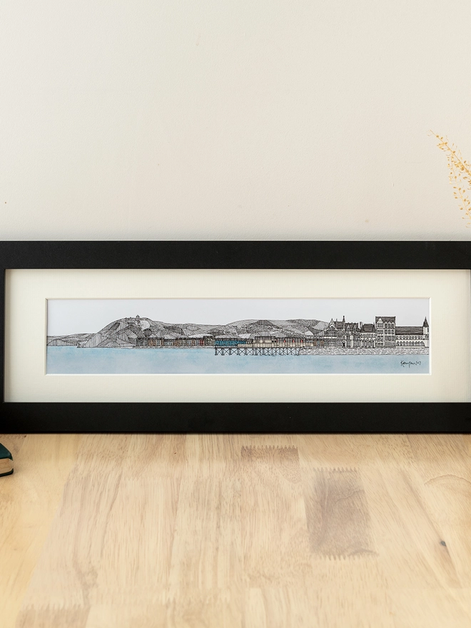 Aberystwyth hand crafted print in a black frame