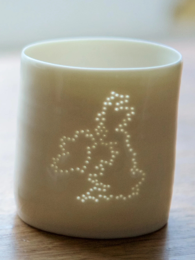 uk british isles border mini porcelain tealight holder