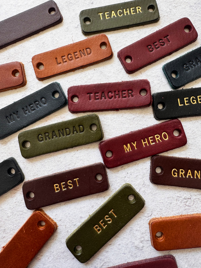 leather trainer tag