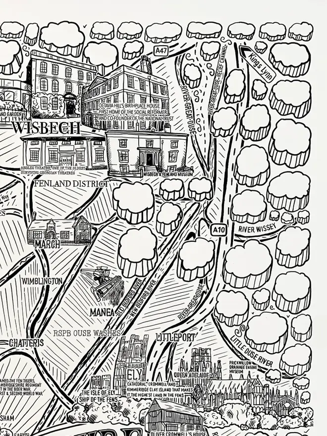 Cambridgeshire Poster Wall Art Print Top Right