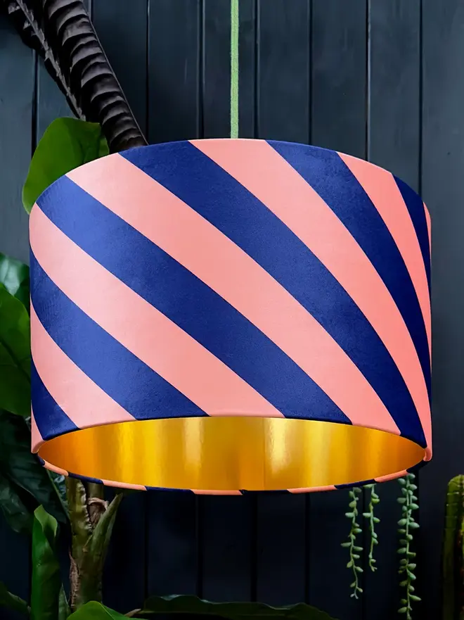 Peach Fuzz Helter Skelter Velvet Lampshades With Gold Foil Lining