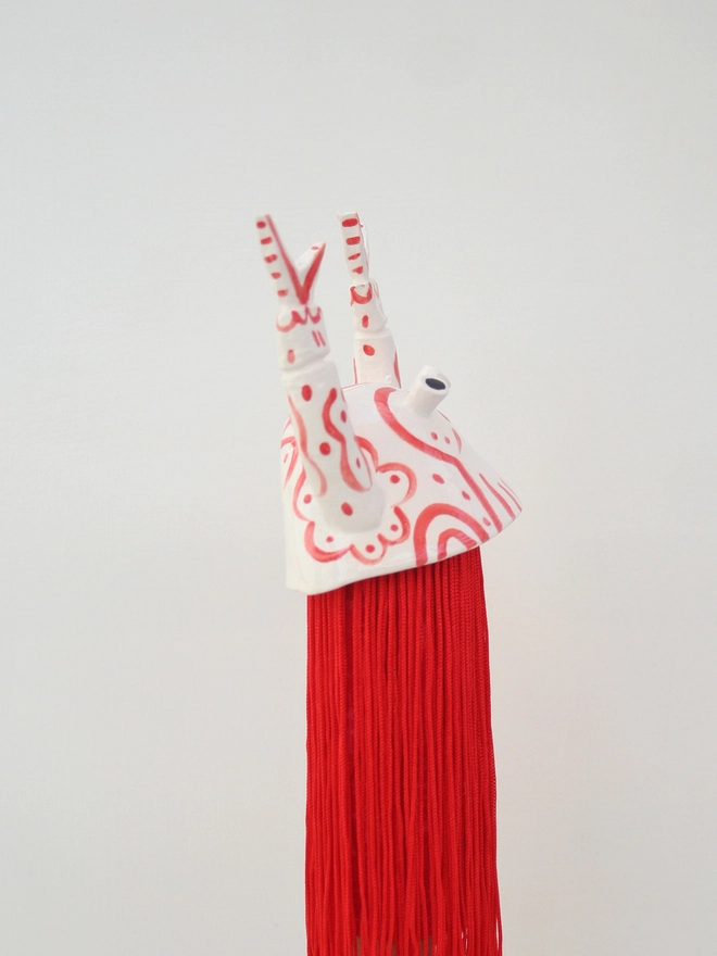 Ceramic and Fabric Lobster Wall Hanging With Flags