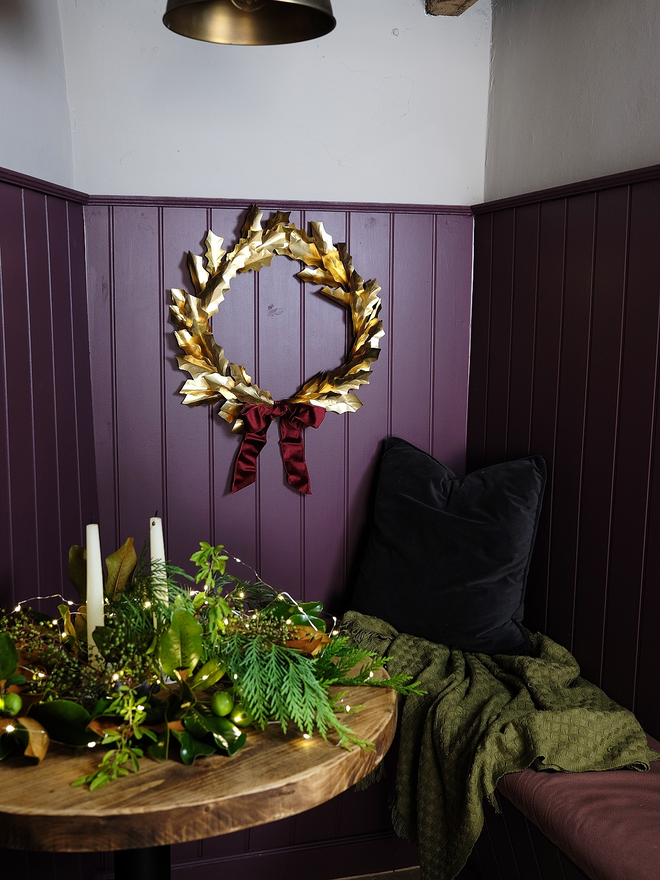 Christmas Brass Holly Wreath