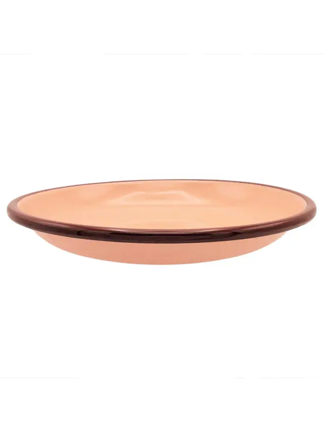 Enamel Plate, an enamel plate sitting on a white plain surface.