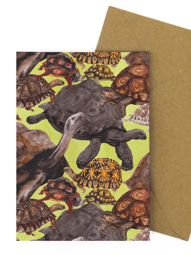 Creep Of Tortoises Print Greetings Card