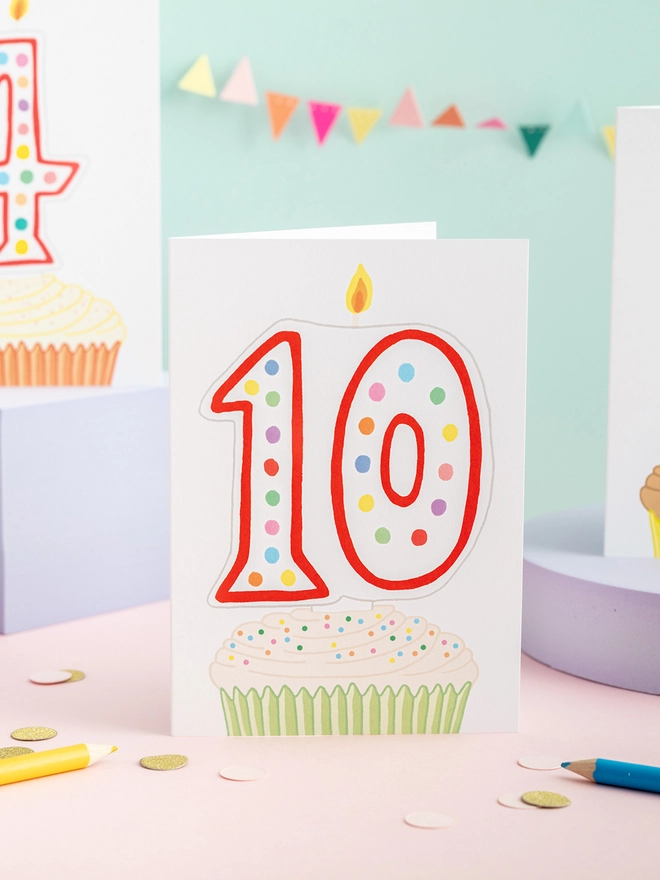 10th Birthday Card Featuring a Cupcake