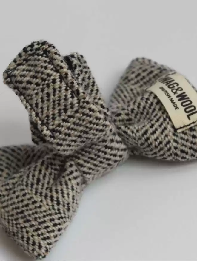 original check wool bow tie