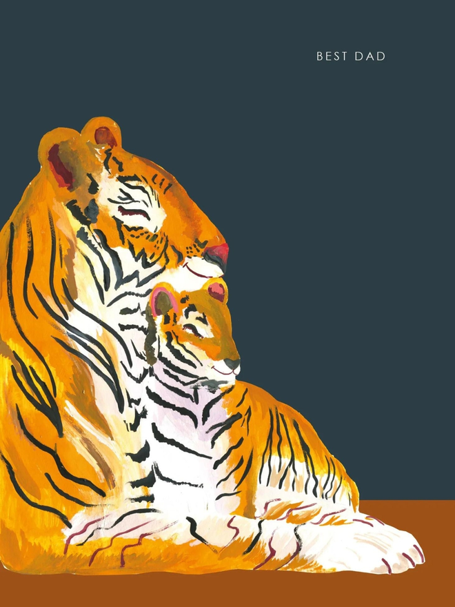 Dad Tiger And Cub Best Dad Greetings Card