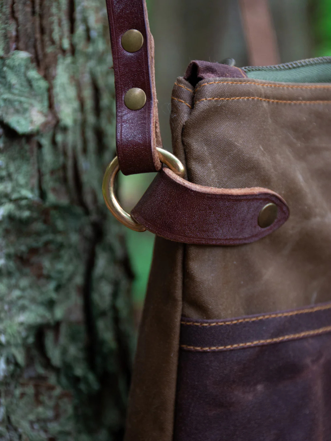 waxed cotton cross body field bag