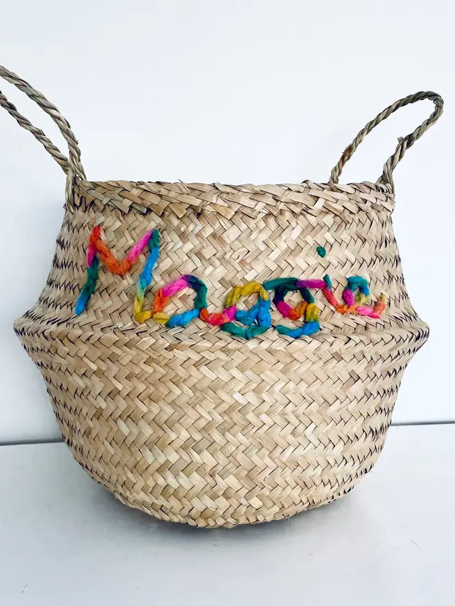 Personalised Rainbow Name Belly Basket 