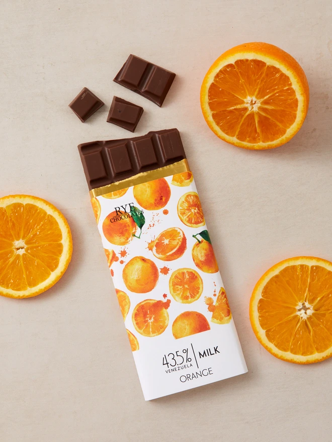 Orange Milk Chocolate Bar - 43.5% Venezuelan