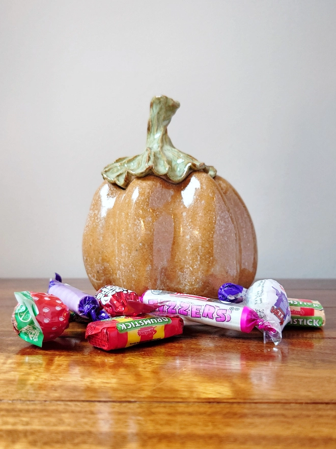 Pumpkin Jar Lidded Pot Halloween Decor