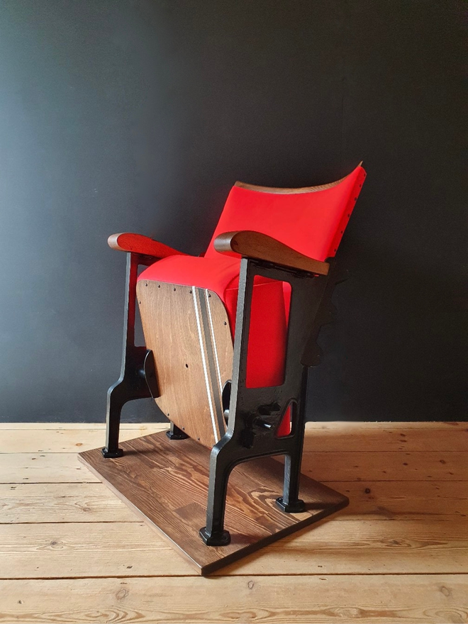 red fabric vintage cinema seat