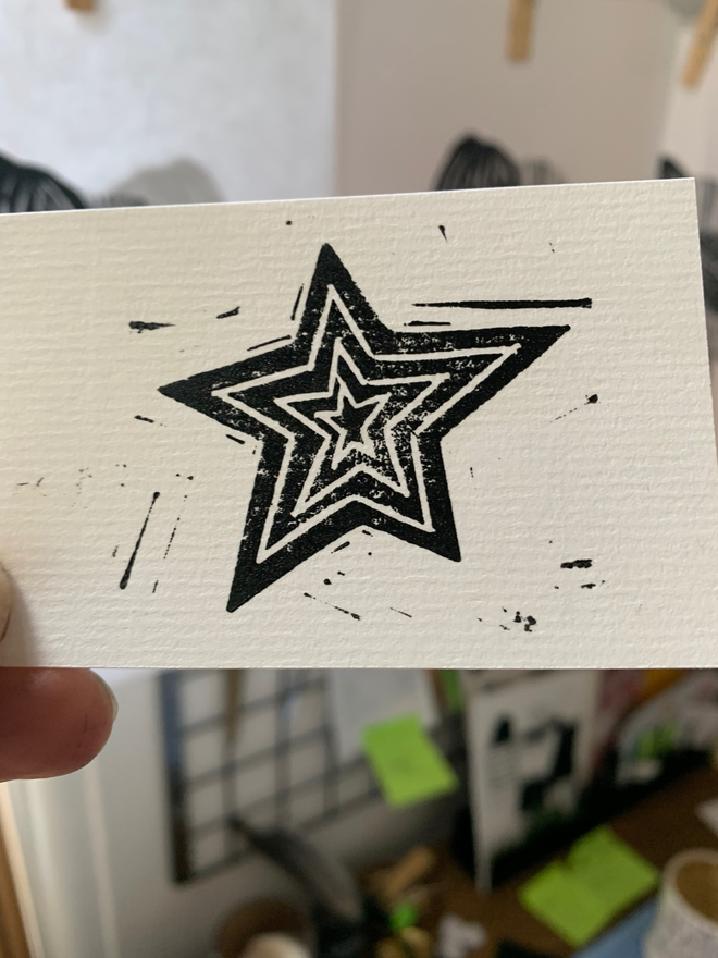 star mini linocut print
