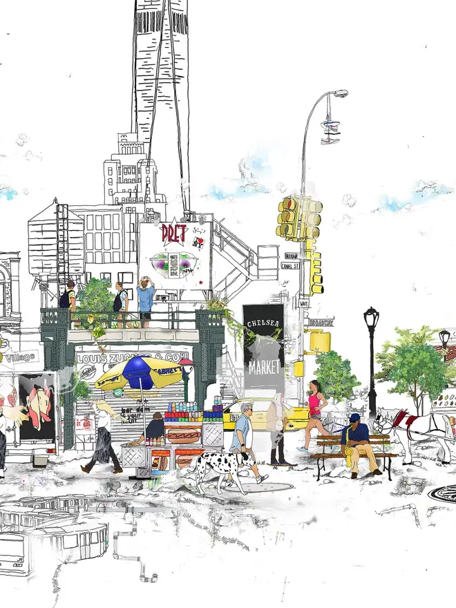 London To New York Panoramic View 2022 Print