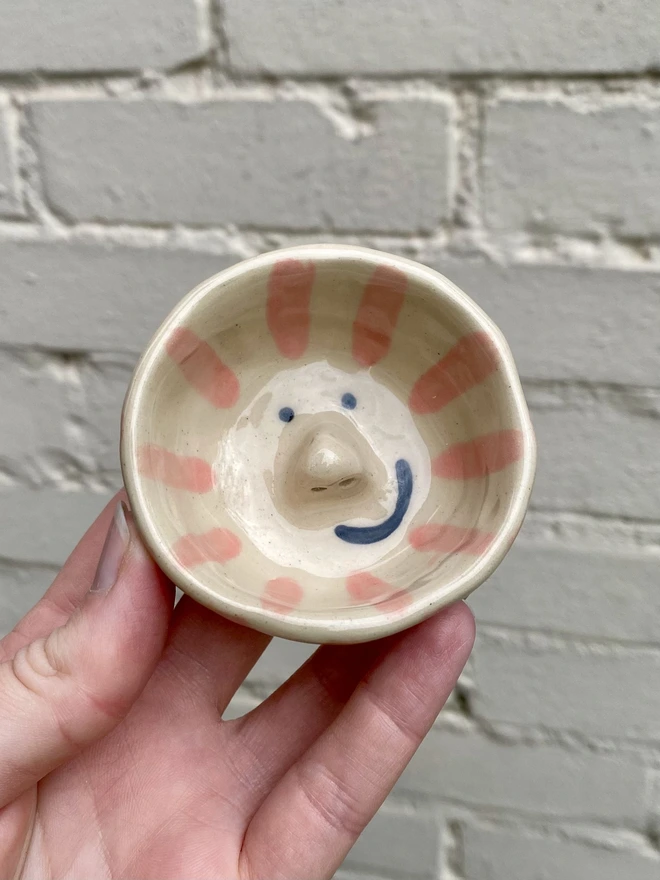 pink stripe trinket bowl