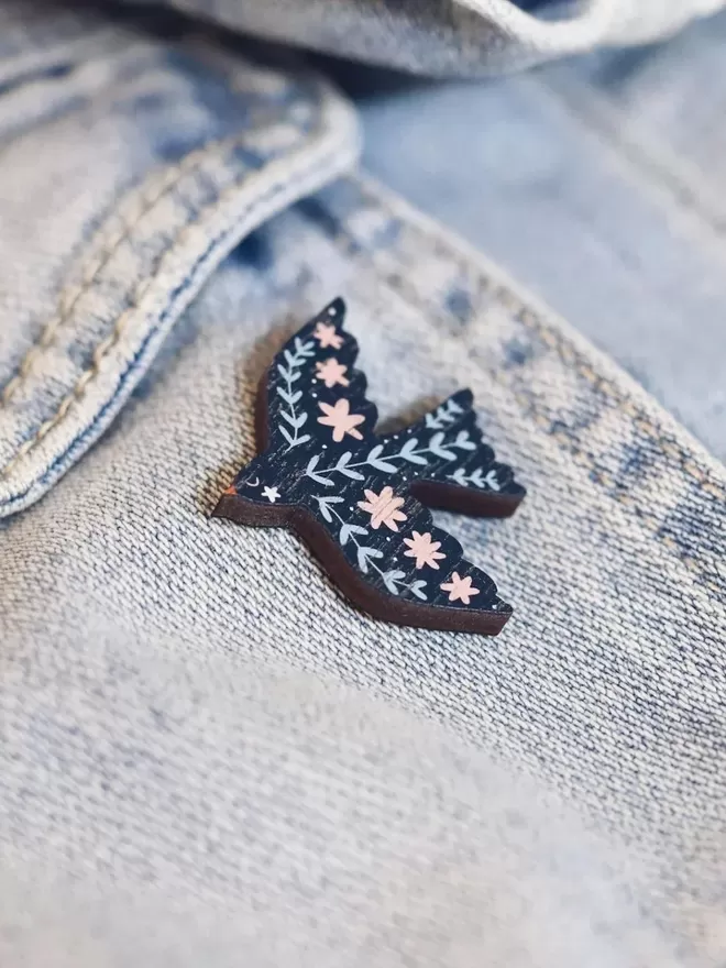 Soaring Dove Wooden Pin Badge