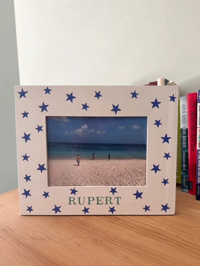 Personalised blue star hand-painting photo frame.