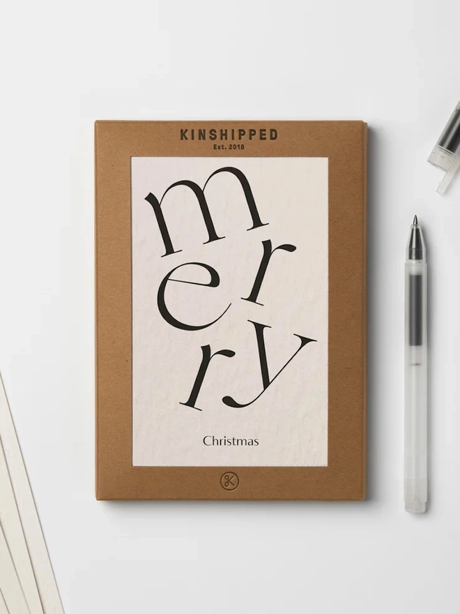 Serif Type 'Merry Christmas' Card (Pack Of 6)