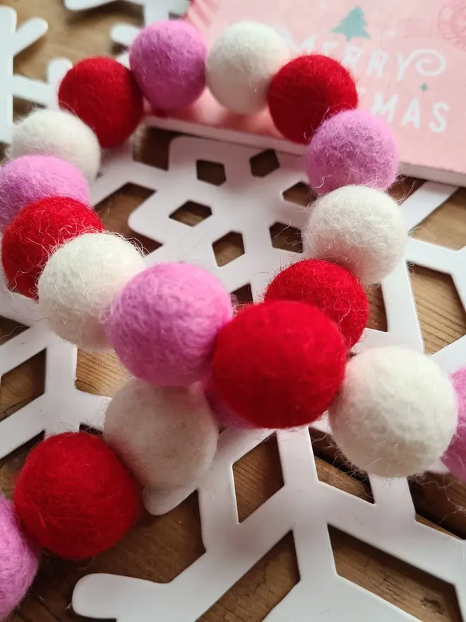 Pink Christmas Decor Felt Garland