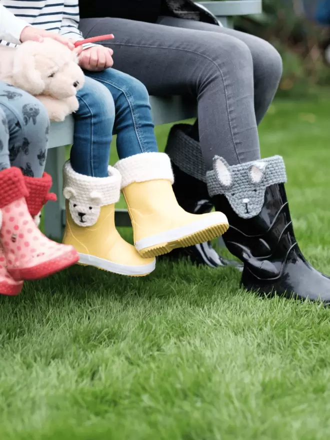 animal characters on welly boot cuffs