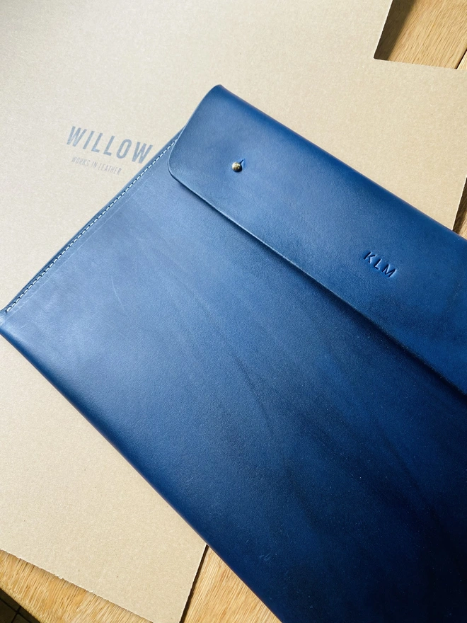 Navy personalised document case 