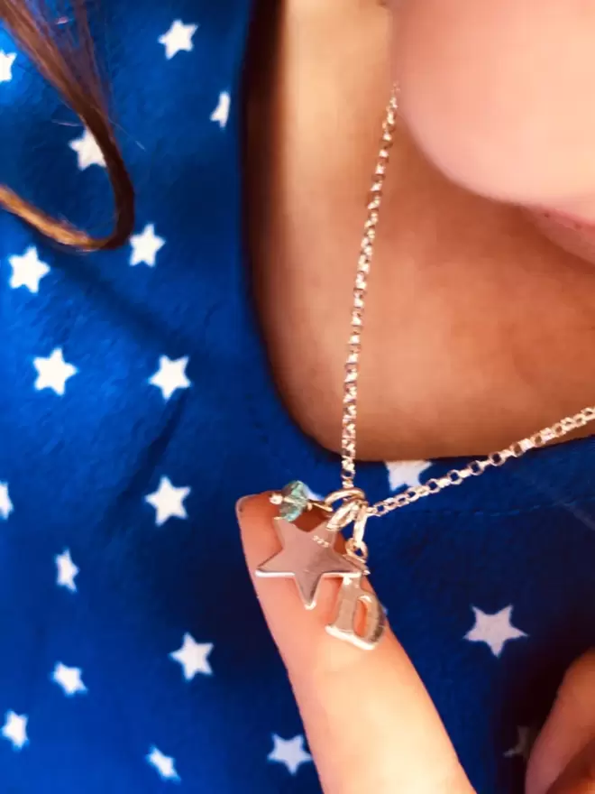 Star Initial Birthstone Necklace 