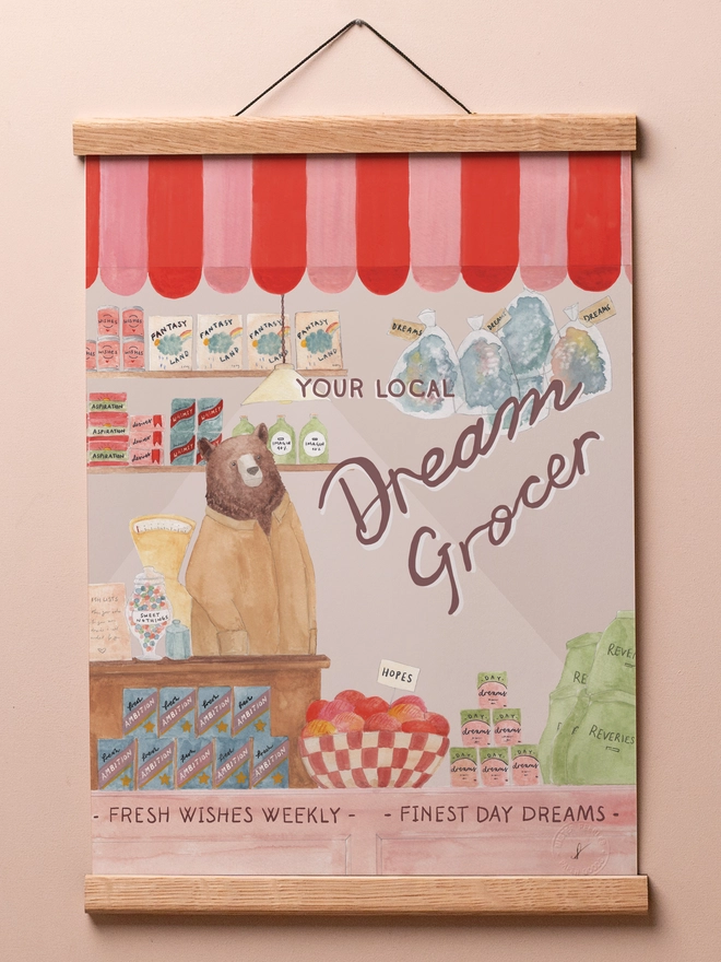 Dream Grocer Print with hanger frame