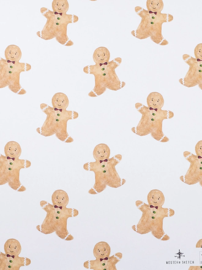 Gingerbread Man Gift Wrap Sheet 