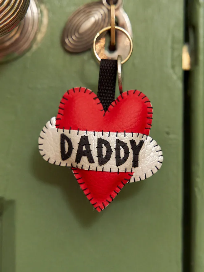 Daddy red heart keyring