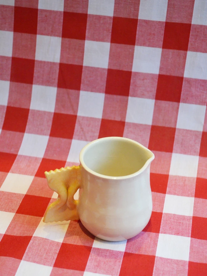 Alice Makes Pottery handmade farfalle pasta milk jug top