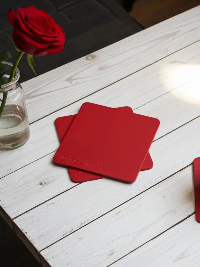 valentines leather coasters