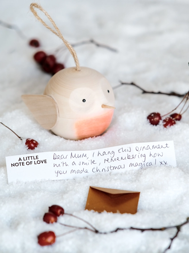 Wooden robin christmas tree decoration