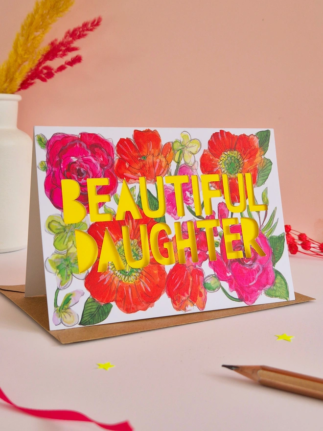 beautiful daughter paper cut card