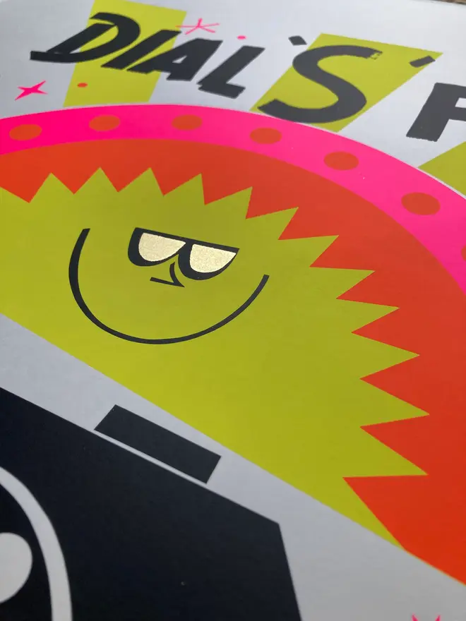 'Dial S For Sunshine' Screenprint, a colourful screenprint that reads 'Dial s for sunshine'. 