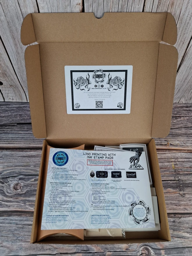 Basic Lino Fabric Carving and Printing Craft Kit with fabric ink stamp pad