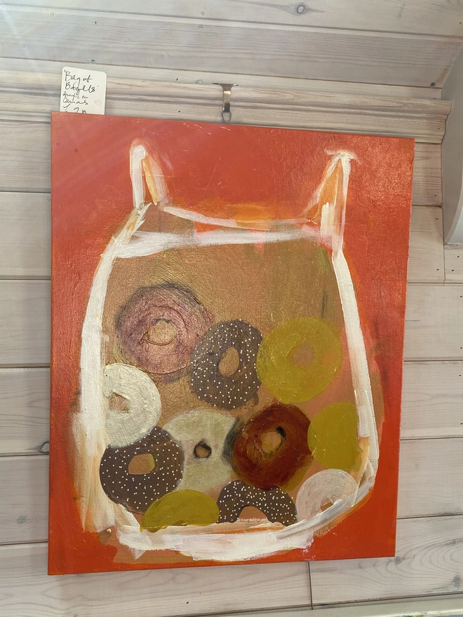 'Bag of Bagels'. Original Painting by Samantha Barnes
