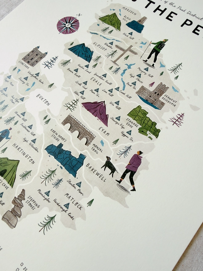 Walk the Peaks map print close up