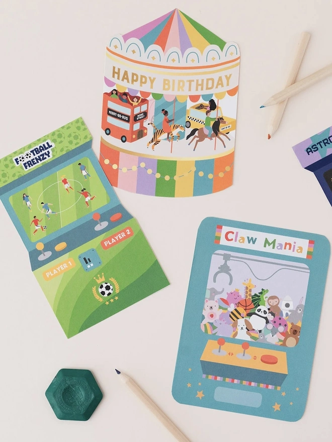 'Football Frenzy' Arcade Shaped Birthday Card
