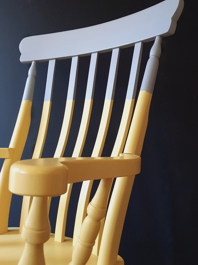  Painted Wooden Rocking Chair Yellow And Grey