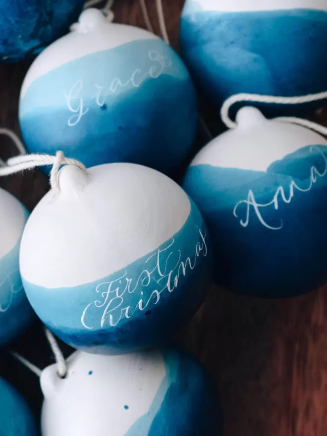 Tide Line - Hand Dipped Calligraphy Baubles