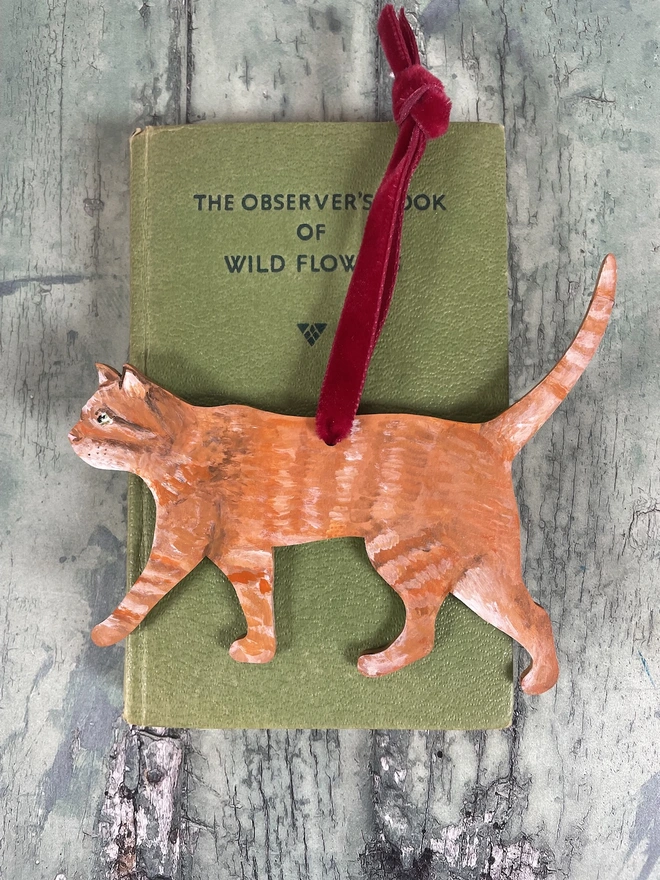 Ginger Tabby Cat Hand-painted Christmas Tree decoration