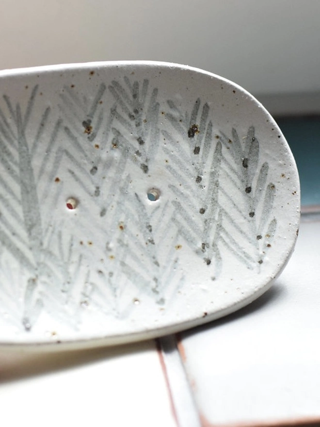 Oval Ceramic 'Rye' Soap Dish