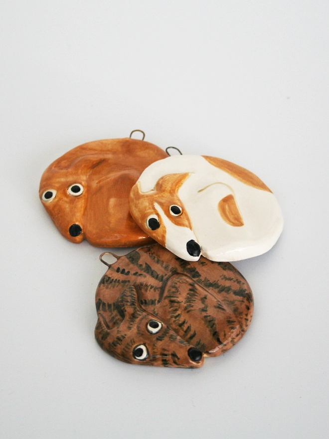 lurcher whippet greyhound longdog ceramic decoration dog cute handmade pottery dog ornament
