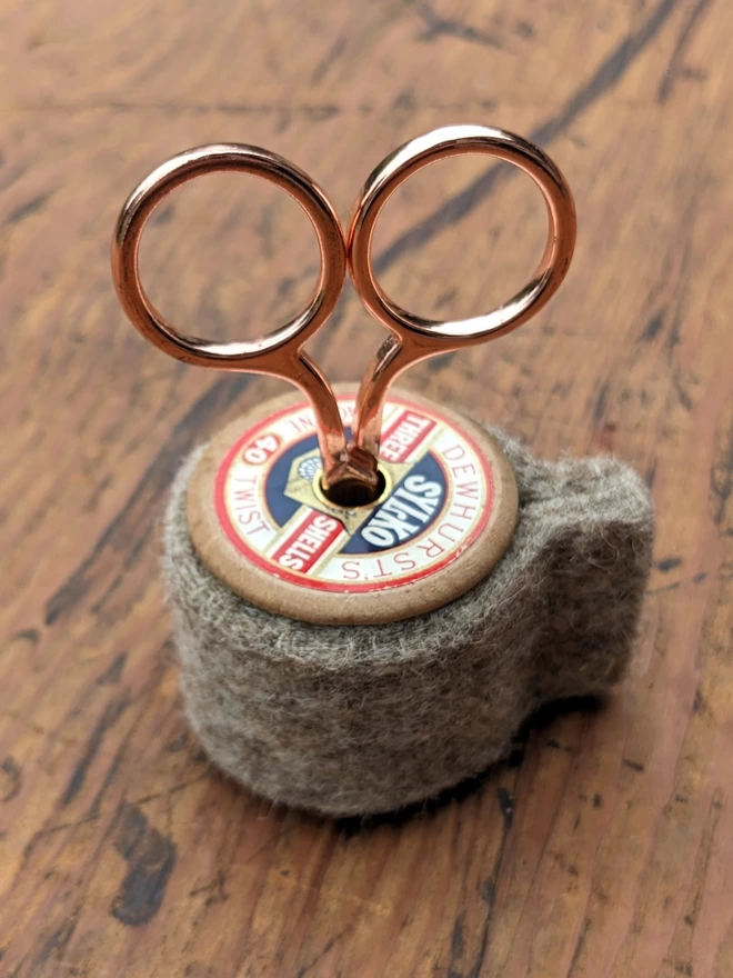 Sylko cotton reel scissor holder