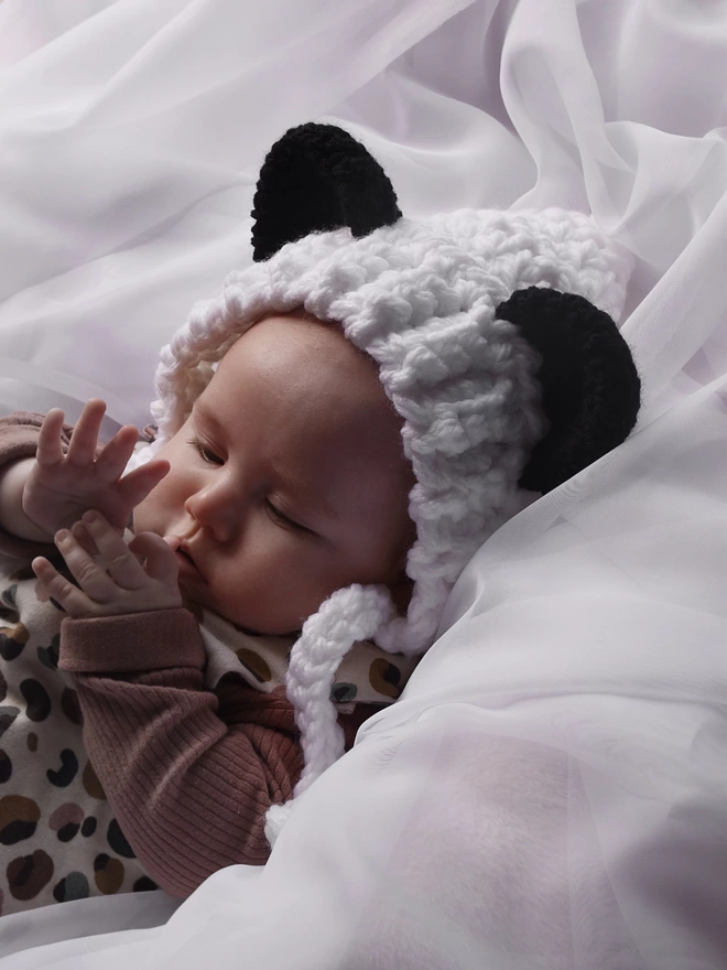 Handmade crochet Panda hat