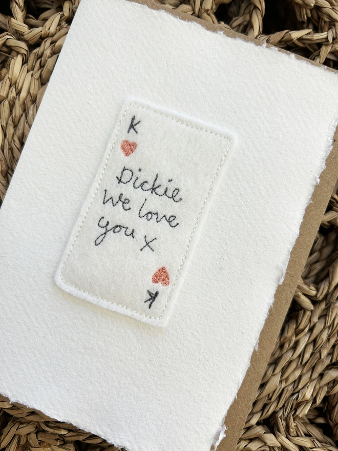 Fathers day embroidered playing card king of hearts