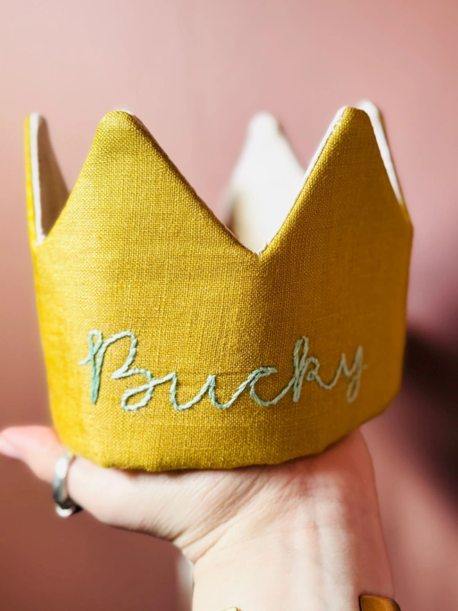 Yellow crown fabric crown birthday crown handmade crown gold crown 